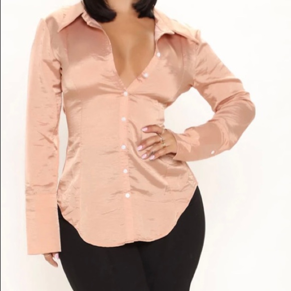 Your Go To Button Down Shirt in rust color, size small